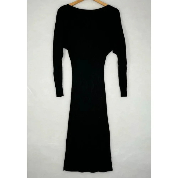 ANTHROPOLOGIE Minimalist Shea Knit Sweater Midi Black Viscose Dress Size XS - Picture 3 of 8